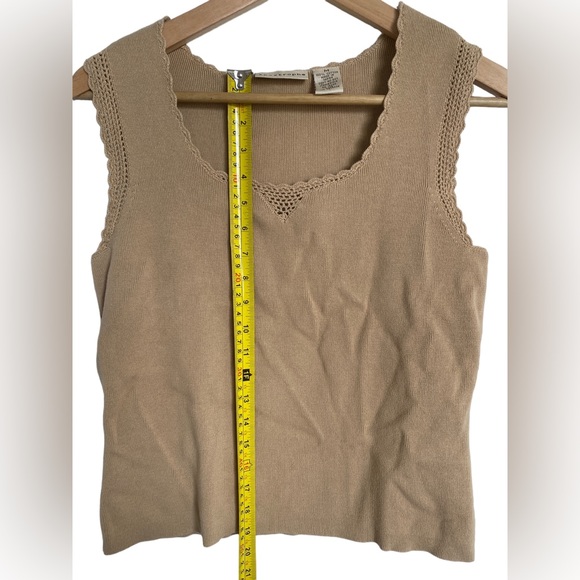Apostrophe Knitted Tan Sleeveless Top Crochet Detail Womens M - Picture 5 of 6